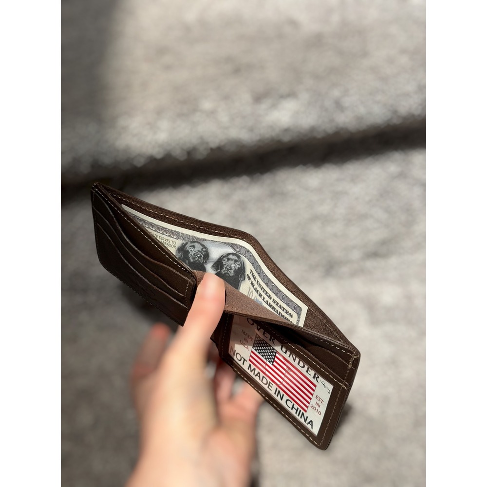 Over Under Traditionalist Genuine Leather Bi-Fold Wallet Brown Made in USA Men - Picture 6 of 8